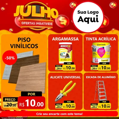 Modelo de Rede Social para Feed Facebook com o tema Julho Ofertas Imbatíveis para Material para Construção