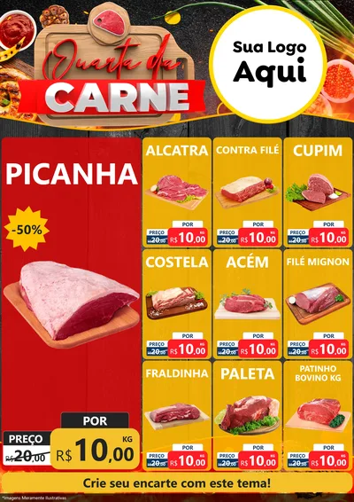 Modelo de Encarte para Encarte A4 Vertical com o tema Quarta da Carne para Açougue
