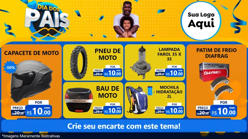Modelo de TV para TV Horizontal com o tema Dia dos Pais para Moto peças
