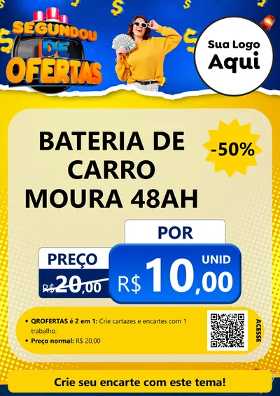 Modelo de Cartaz para Cartaz A4 Vertical com o tema Segundou de Ofertas para Baterias Elétricas