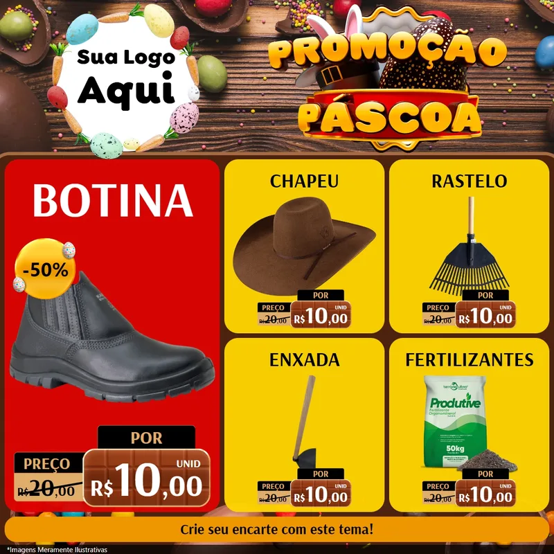 Modelo de Rede Social para Feed Facebook com o tema Promoção Páscoa para Agropecuária