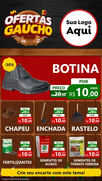 Modelo de Rede Social para Stories com o tema Ofertas Dia do Gaúcho para Agropecuária