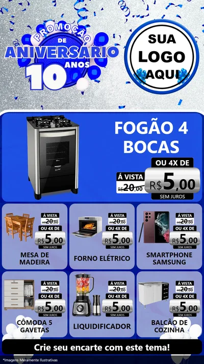 Modelo de Rede Social para Stories com o tema Promoção de Aniversário - 10 Anos para Móveis e Eletro