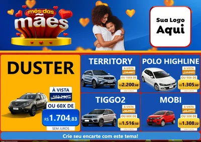 Modelo de Encarte para Encarte A4 Horizontal com o tema Mês das Mães para Concessionaria de Carros