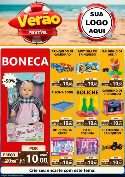 Modelo de Encarte para Encarte A4 Vertical com o tema Verão Imbatível para Brinquedos