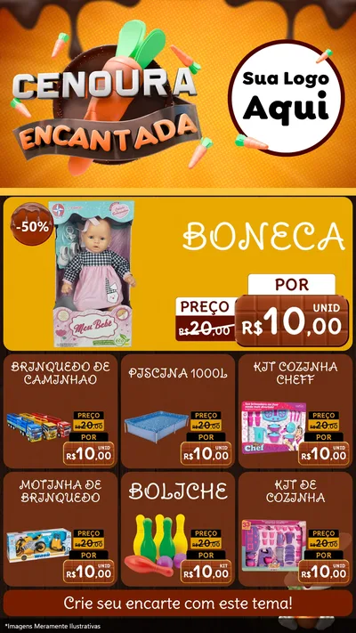 Modelo de Rede Social para Stories com o tema Cenoura Encantada - Páscoa para Brinquedos