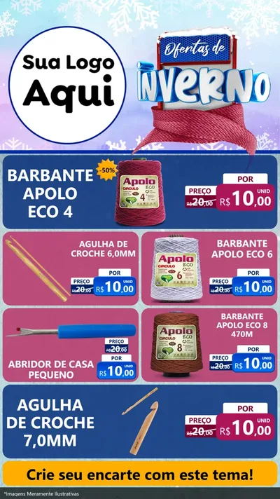 Modelo de TV para TV Vertical com o tema Ofertas de Inverno para Armarinho e Aviamentos