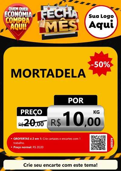 Modelo de Cartaz para Cartaz A4 Vertical com o tema Fecha Mês para Frios e Laticínios