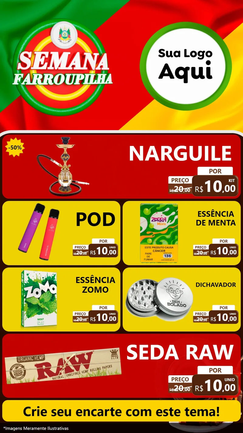 Modelo de TV para TV Vertical com o tema Semana Farroupilha para Tabacaria