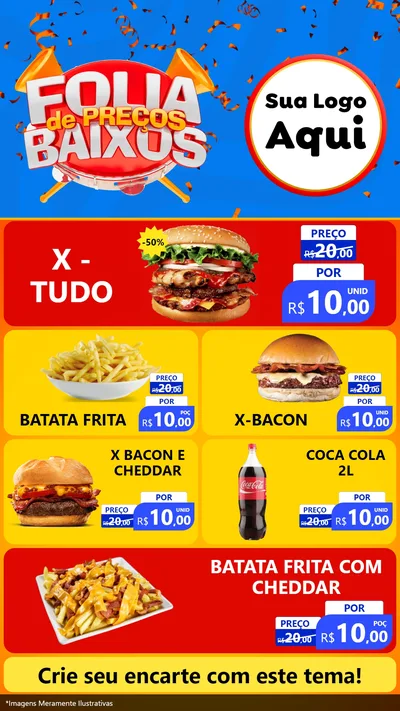 Modelo de TV para TV Vertical com o tema Folia de Preços Baixos para Hamburgueria