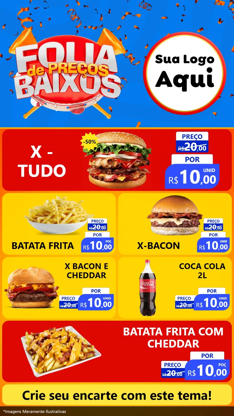 Modelo de TV para TV Vertical com o tema Folia de Preços Baixos para Hamburgueria