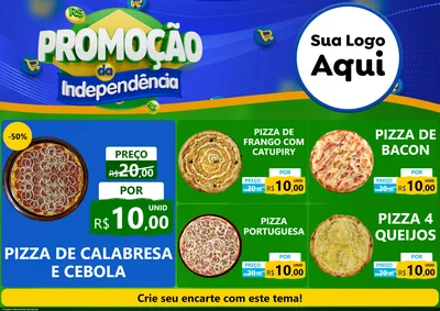 Modelo de Encarte para Encarte A4 Horizontal com o tema Promoção da Independência para Pizzaria