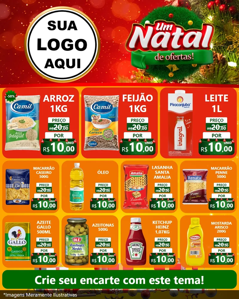 Modelo de Rede Social para Feed Instagram com o tema Um Natal de Ofertas para Supermercado
