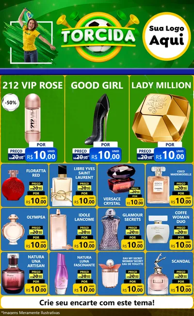 Modelo de Encarte para Encarte Grande com o tema Torcida para Perfumes
