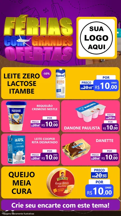 Modelo de TV para TV Vertical com o tema Férias com Grandes Ofertas para Frios e Laticínios