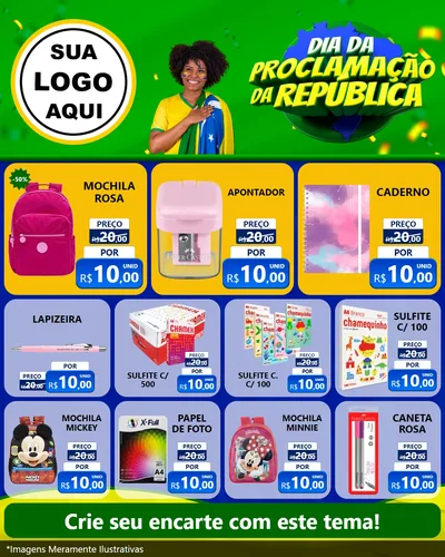 Modelo de Rede Social para Feed Instagram com o tema Dia Da Proclamação Da República para Papelaria