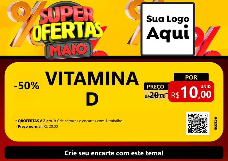 Modelo de Cartaz para Cartaz A4 Horizontal com o tema Super Ofertas Maio para Farmácia
