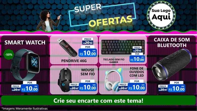 Modelo de TV para TV Horizontal com o tema Super Ofertas para Informática
