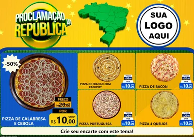 Modelo de Encarte para Encarte A4 Horizontal com o tema Proclamação da República para Pizzaria