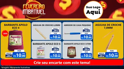 Modelo de TV para TV Horizontal com o tema Fevereiro Imbatível para Armarinho e Aviamentos
