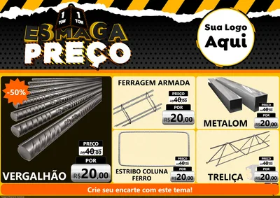Modelo de Encarte para Encarte A4 Horizontal com o tema Esmaga Preço para Ferragens