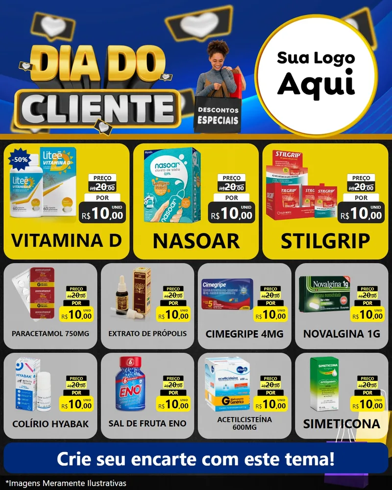 Modelo de Rede Social para Feed Instagram com o tema Dia Do Cliente para Farmácia