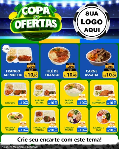 Modelo de Rede Social para Feed Instagram com o tema Copa de Ofertas para Restaurante