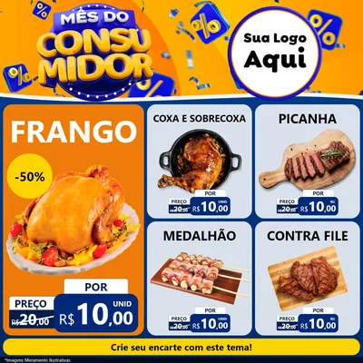 Modelo de Rede Social para Feed Facebook com o tema Mês do Consumidor para Assados