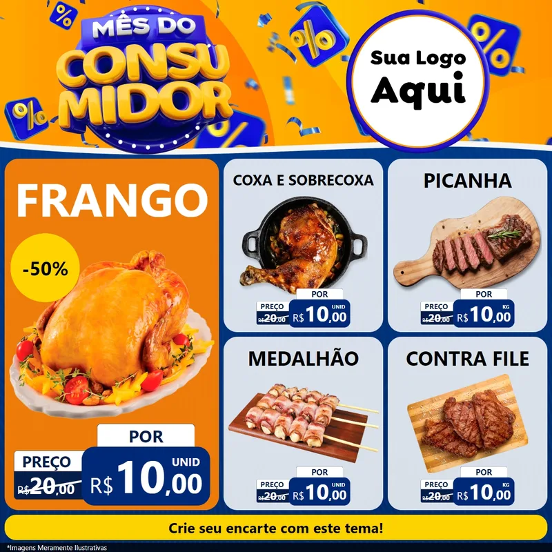 Modelo de Rede Social para Feed Facebook com o tema Mês do Consumidor para Assados