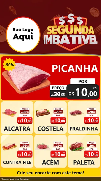 Modelo de Rede Social para Stories com o tema Segunda Imbatível para Açougue