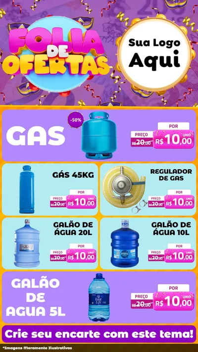 Modelo de TV para TV Vertical com o tema Folia de Ofertas para Água e gás