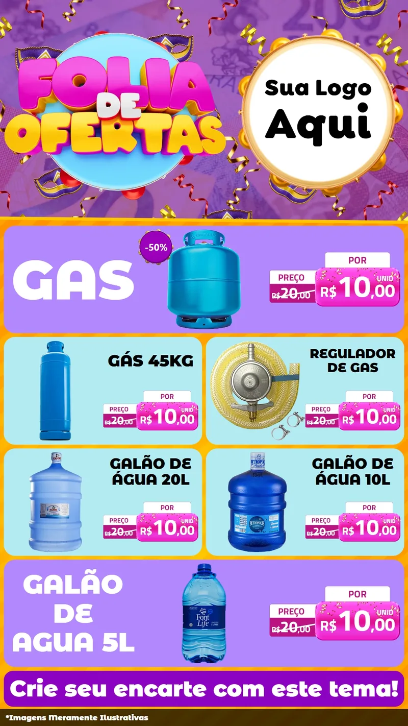 Modelo de TV para TV Vertical com o tema Folia de Ofertas para Água e gás