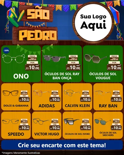 Modelo de Rede Social para Feed Instagram com o tema São Pedro para Óticas