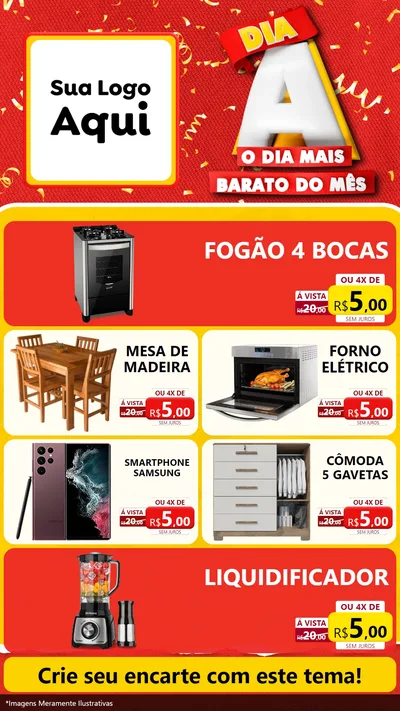 Modelo de TV para TV Vertical com o tema Dia A o Dia Mais Barato do Mês para Móveis e Eletro