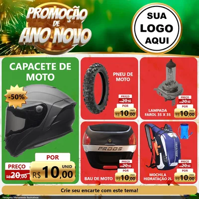 Modelo de Rede Social para Feed Facebook com o tema Promoção de Ano Novo para Moto peças