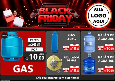 Modelo de Encarte para Encarte A4 Horizontal com o tema Black Friday para Água e gás