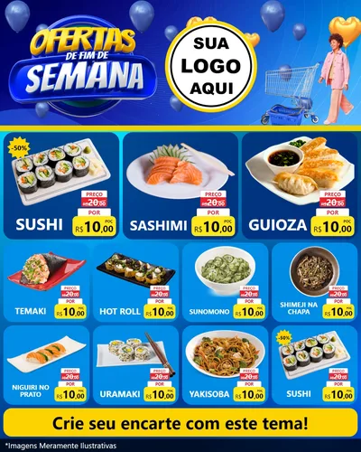 Modelo de Rede Social para Feed Instagram com o tema Ofertas de Fim de Semana para Comida japonesa