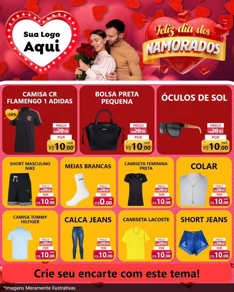 Modelo de Rede Social para Feed Instagram com o tema Feliz Dia Dos Namorados para Roupas e acessórios