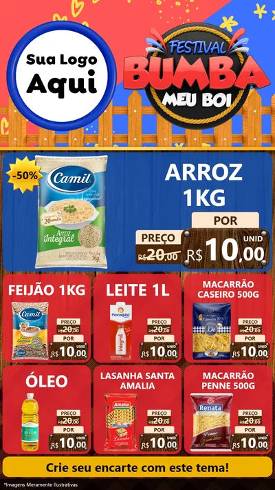 Modelo de Rede Social para Stories com o tema Festival Bumba Meu Boi para Supermercado