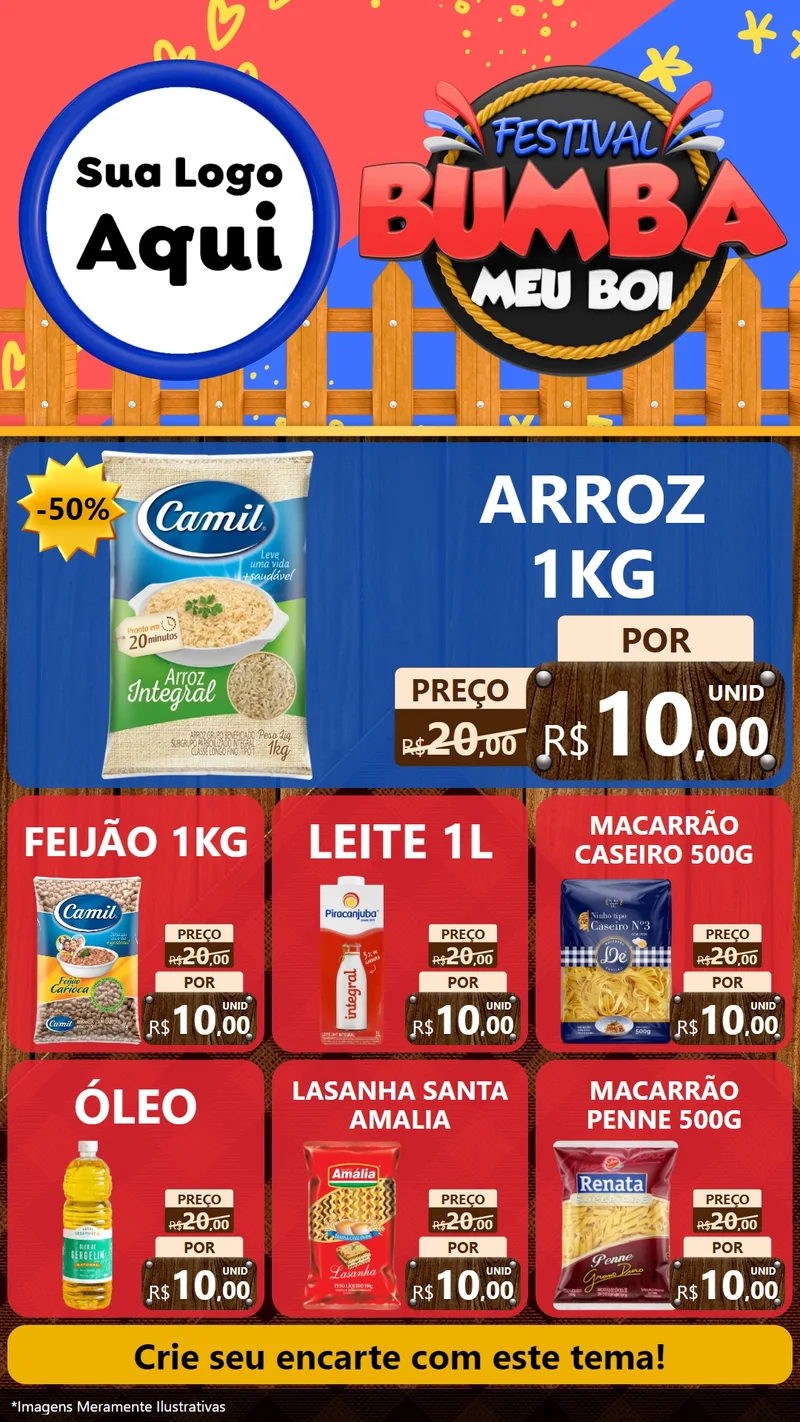 Modelo de Rede Social para Stories com o tema Festival Bumba Meu Boi para Supermercado