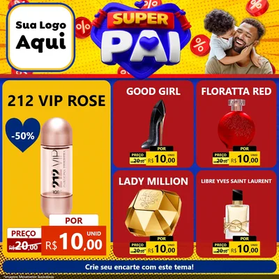 Modelo de Rede Social para Feed Facebook com o tema Super Pai para Perfumes