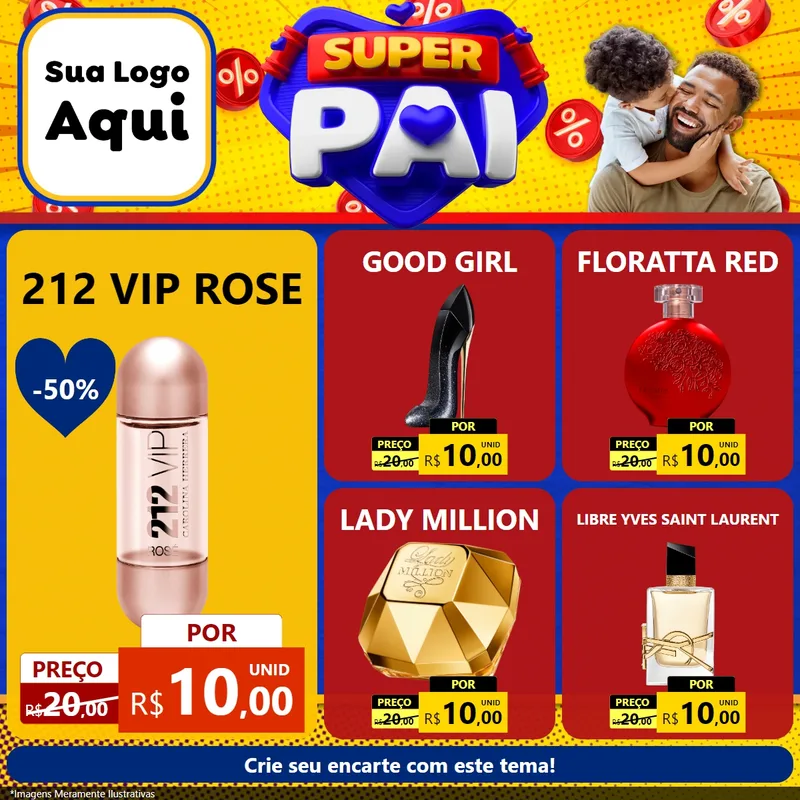 Modelo de Rede Social para Feed Facebook com o tema Super Pai para Perfumes