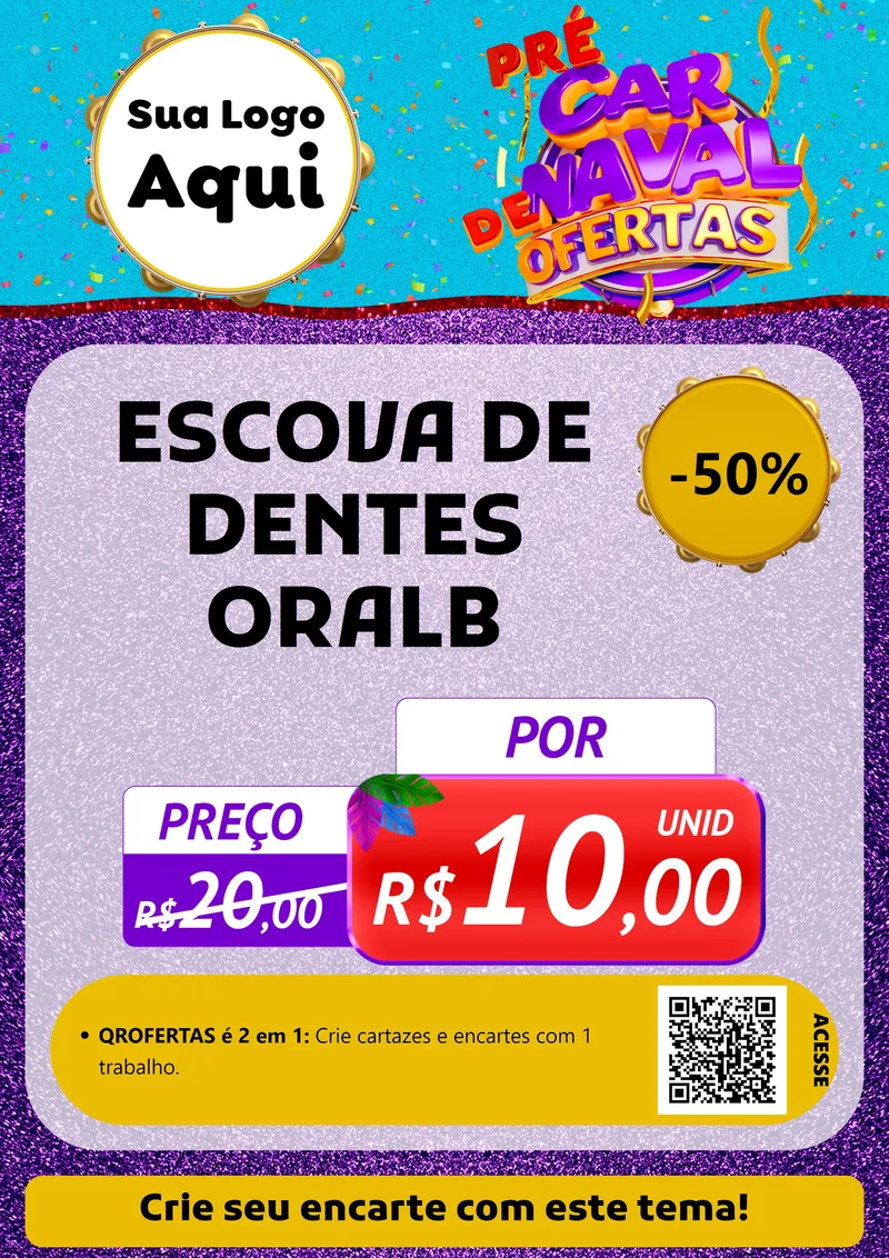Modelo de Cartaz para Cartaz A4 Vertical com o tema Pré Carnaval de Ofertas para Higiene Pessoal