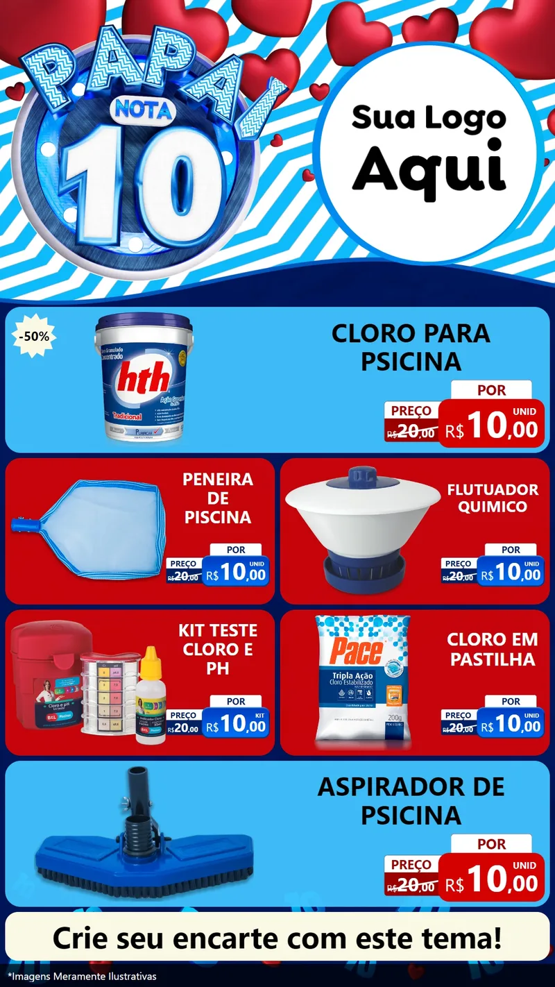 Modelo de TV para TV Vertical com o tema Papai Nota 10 para Produtos para Piscina