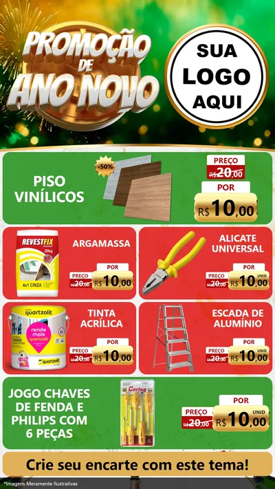 Modelo de TV para TV Vertical com o tema Promoção de Ano Novo para Material para Construção