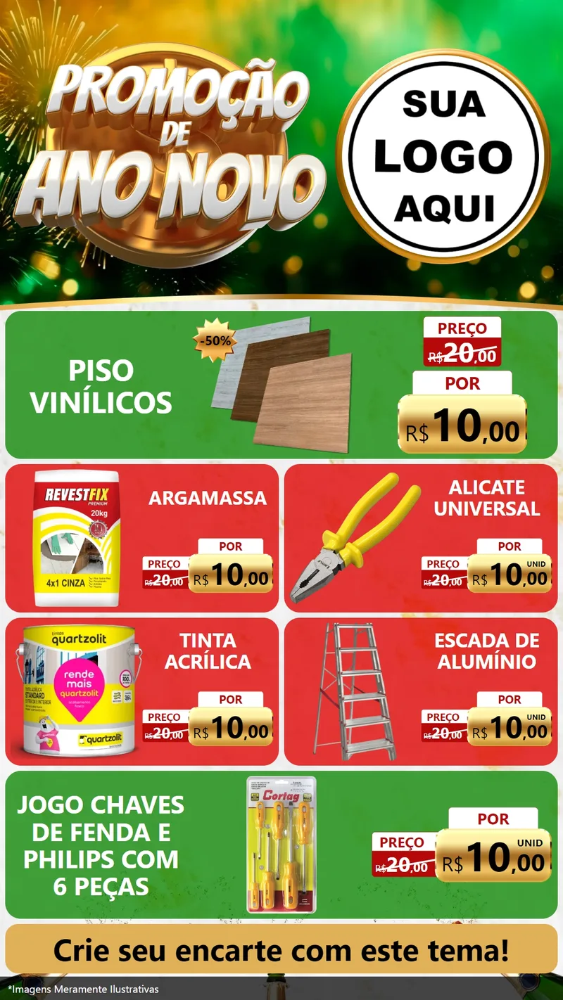 Modelo de TV para TV Vertical com o tema Promoção de Ano Novo para Material para Construção
