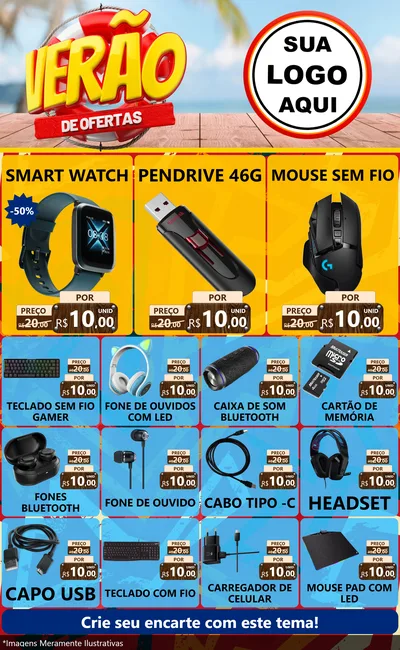 Modelo de Encarte para Encarte Grande com o tema Verão de Ofertas para Informática