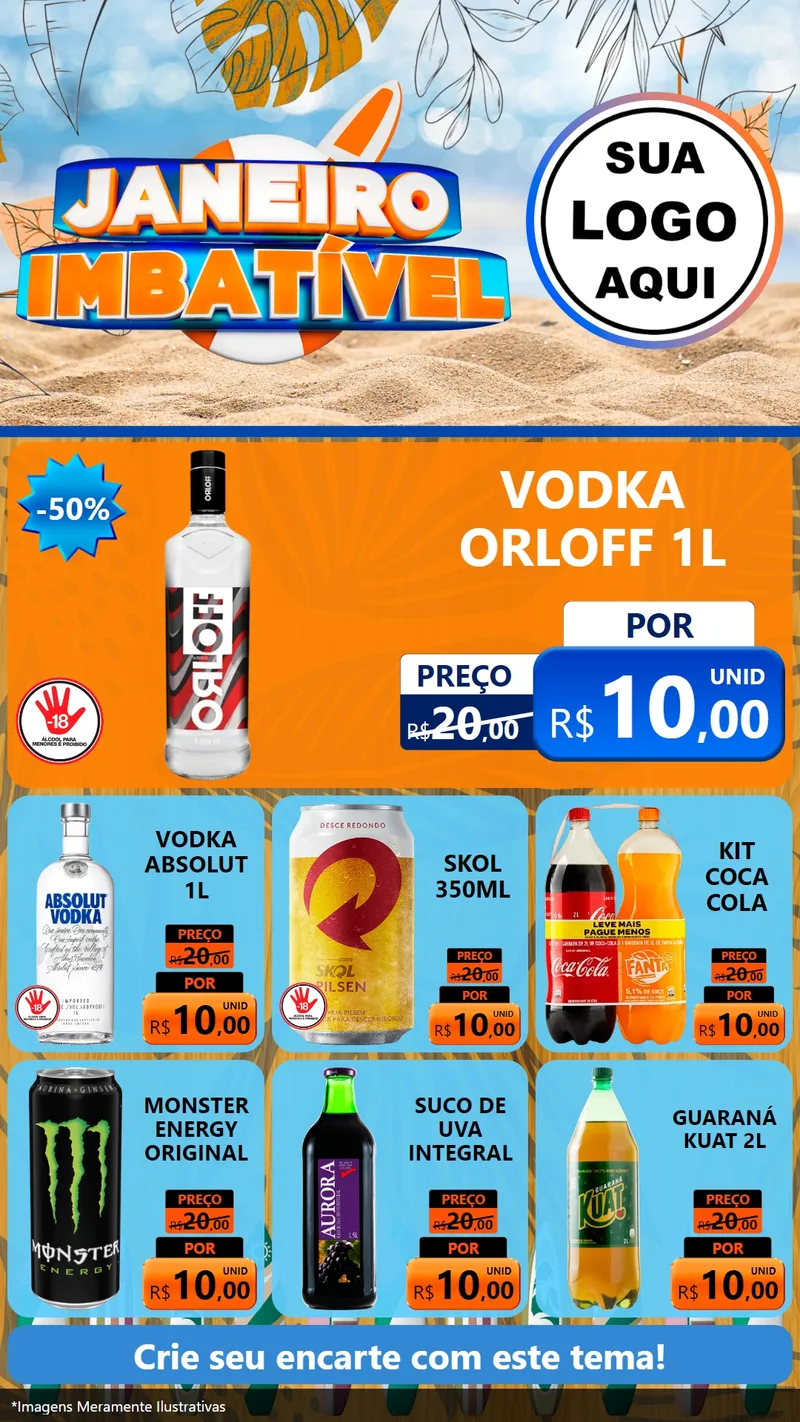Modelo de Rede Social para Stories com o tema Janeiro Imbatível para Distribuidora de bebidas