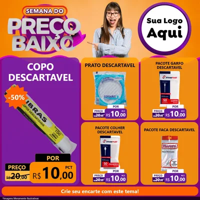 Modelo de Rede Social para Feed Facebook com o tema Semana do Preço Baixo para Embalagens