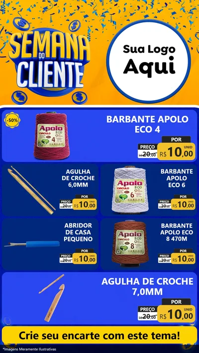 Modelo de TV para TV Vertical com o tema Semana do Cliente para Armarinho e Aviamentos
